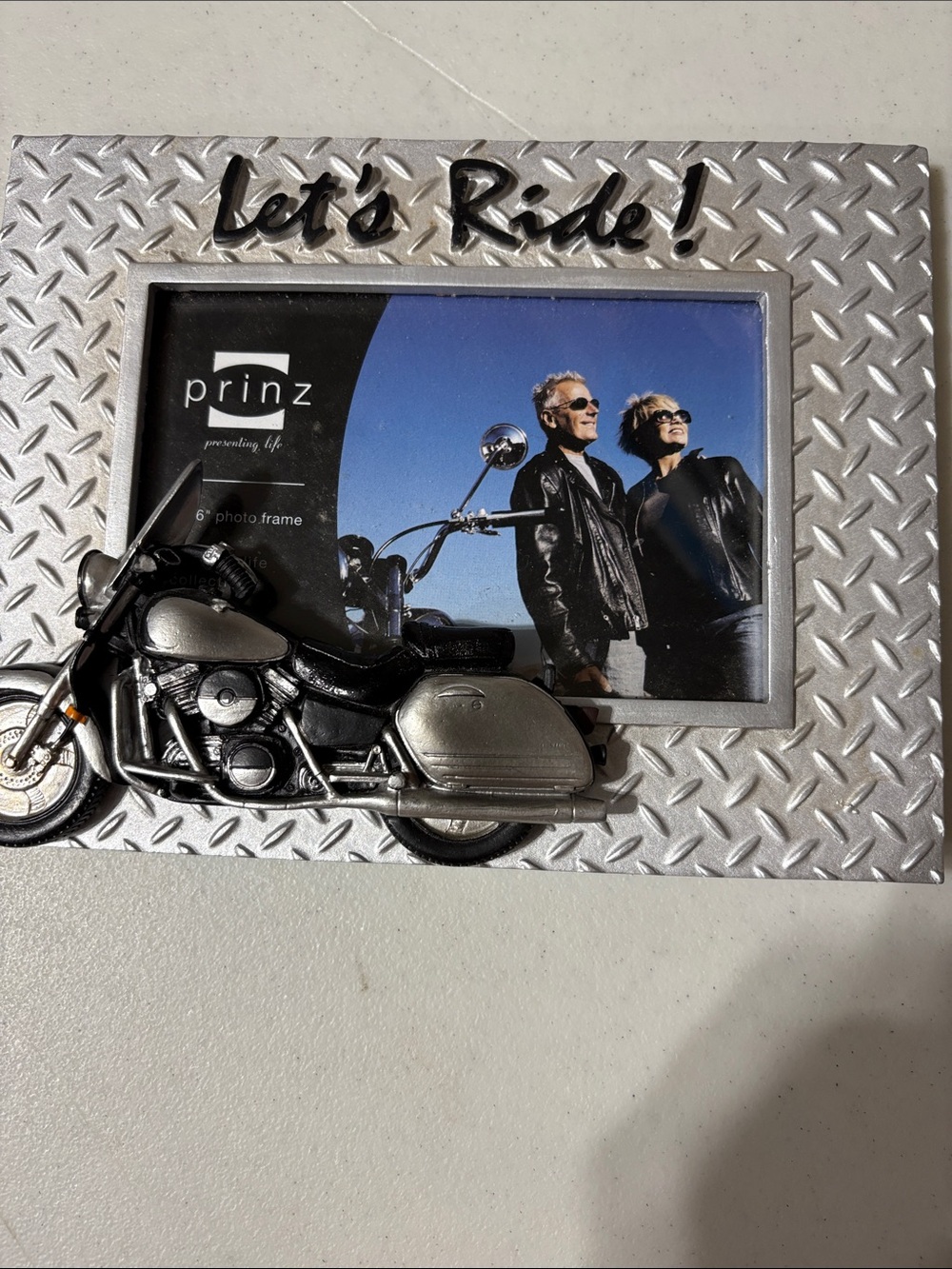 Prinz 'Let's Ride!' Silver Motorcycle Photo Frame
